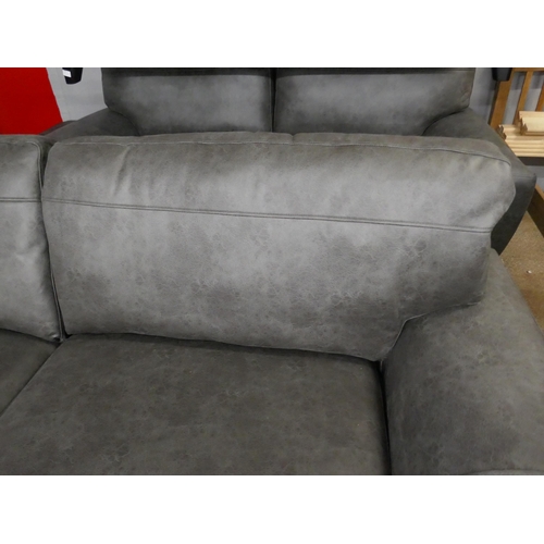 1396 - A charcoal Alcantara L shaped sofa and storage footstool, brand new RRP £1598