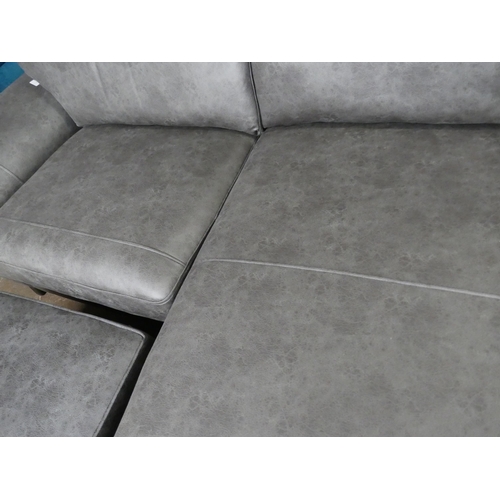 1396 - A charcoal Alcantara L shaped sofa and storage footstool, brand new RRP £1598