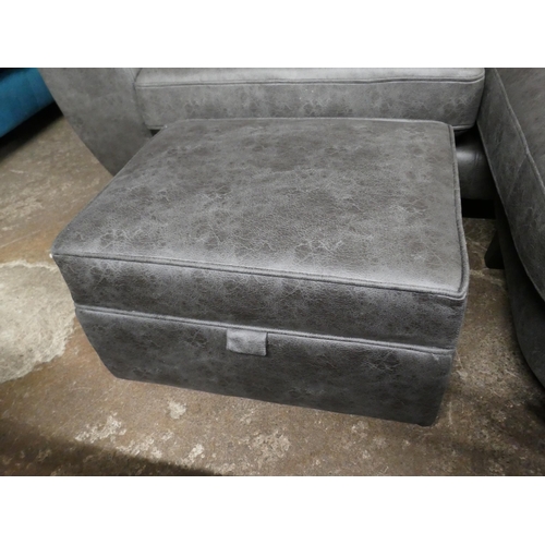 1396 - A charcoal Alcantara L shaped sofa and storage footstool, brand new RRP £1598