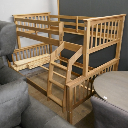 1398 - Pine bunkbeds, single top bunk, 4ft bottom bunk *This lots is subject to Vat