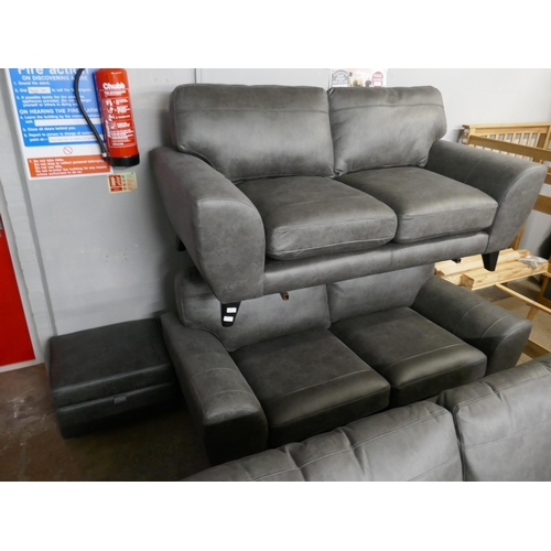 1399 - A pair of charcoal PU leather three seater sofa, brand new £1498