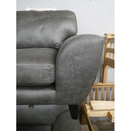 1399 - A pair of charcoal PU leather three seater sofa, brand new £1498