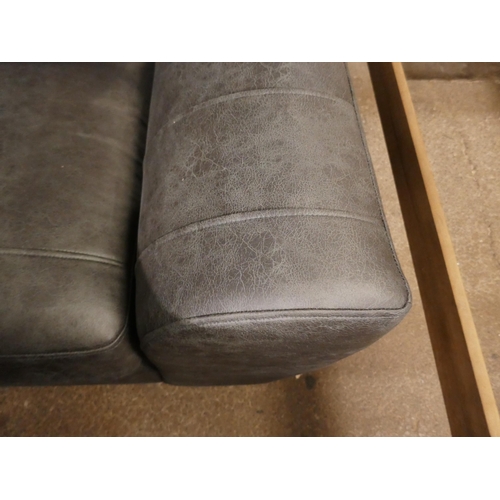 1399 - A pair of charcoal PU leather three seater sofa, brand new £1498