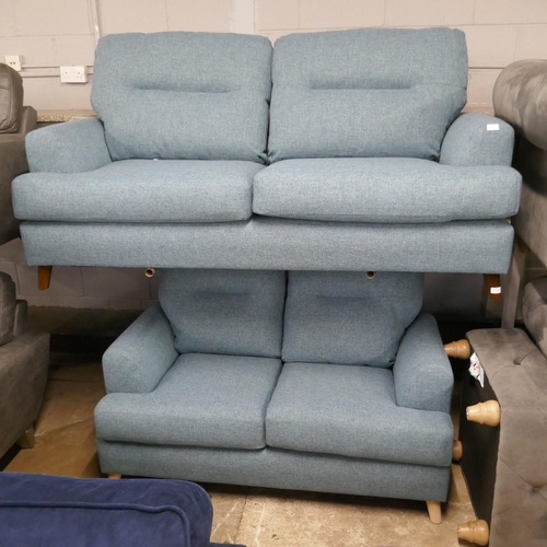 1405 - A teal upholstered three seater sofa and two seater sofa, brand new RRP £948