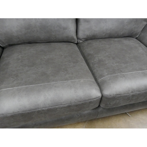 1407 - A charcoal Alcantara three seater sofa, brand new RRP £749