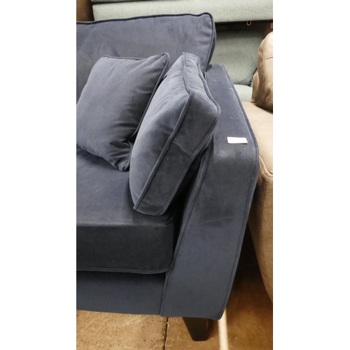 1409 - A Barker & Stonehouse navy velvet four seater sofa and armchair, ex display RRP £2184