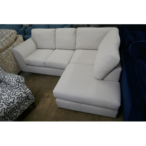 1411 - A calico linen compact corner sofa, brand new RRP £899