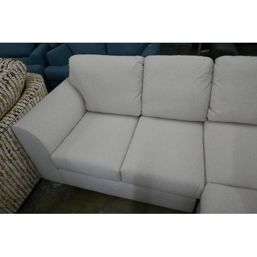 1411 - A calico linen compact corner sofa, brand new RRP £899