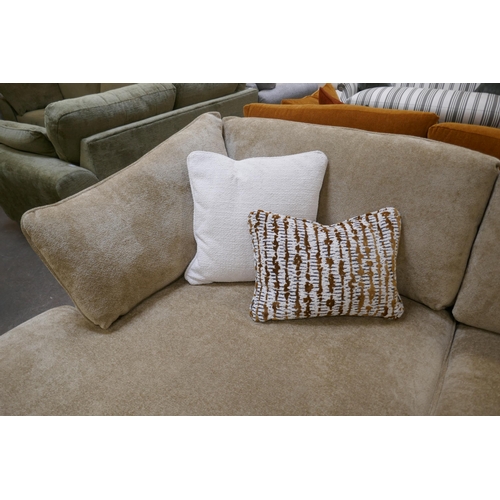 1414 - A Barker & Stonehouse brushed gold L shaped sofa and footstool, brand new RRP £3694