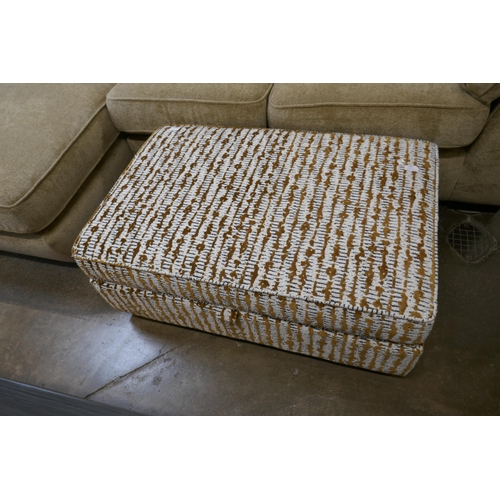 1414 - A Barker & Stonehouse brushed gold L shaped sofa and footstool, brand new RRP £3694