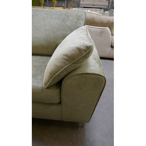 1416 - A green textured velvet corner sofa on stiletto legs, brand new RRP £1899