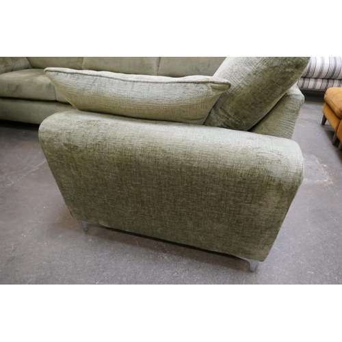 1416 - A green textured velvet corner sofa on stiletto legs, brand new RRP £1899