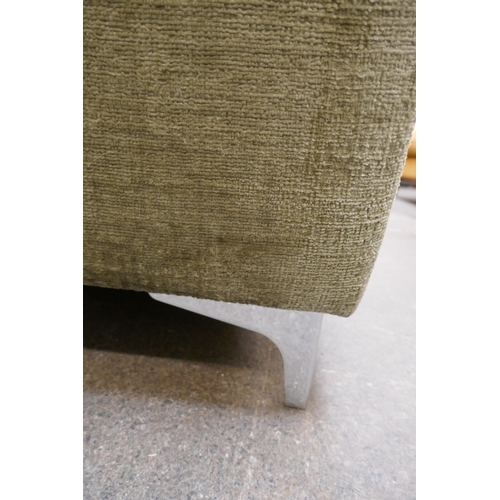 1416 - A green textured velvet corner sofa on stiletto legs, brand new RRP £1899