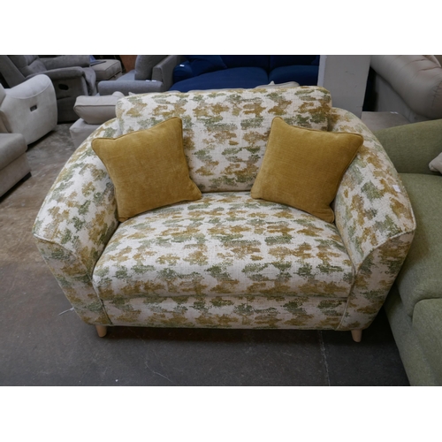 1417 - An olive green weave three seater sofa and contrasting loveseat, brand new RRP £2184