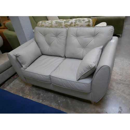 1418 - A Hoxton stone leather two seater sofa, brand new RRP £1699