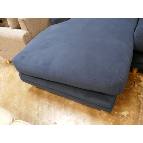 1420 - A large blue velvet L shaped sofa, brand new RRP £1199