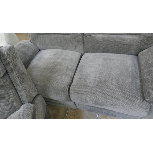 1424 - A mink textured velvet manual reclining two seater sofa and manual reclining armchair, brand new