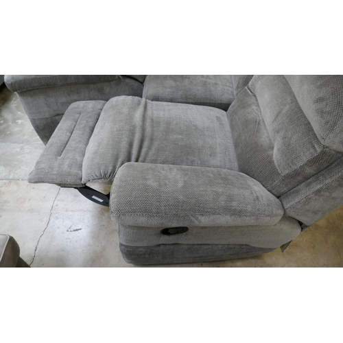 1424 - A mink textured velvet manual reclining two seater sofa and manual reclining armchair, brand new