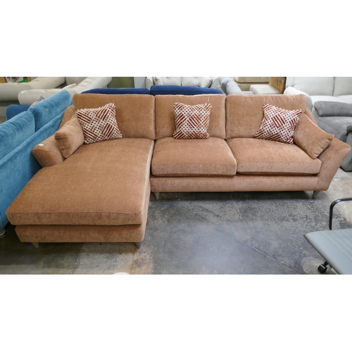 1426 - A large terracotta textured velvet L shaped sofa, brand new RRP £2501