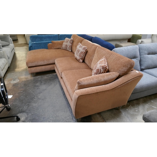 1426 - A large terracotta textured velvet L shaped sofa, brand new RRP £2501