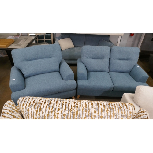 1469 - A kingfisher blue two seater sofa and armchair, brand new RRP £848