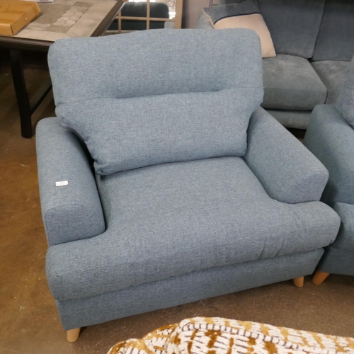 1469 - A kingfisher blue two seater sofa and armchair, brand new RRP £848