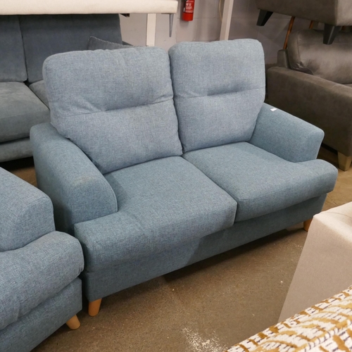 1469 - A kingfisher blue two seater sofa and armchair, brand new RRP £848