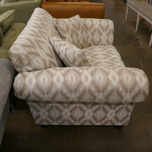 1454 - An oatmeal and copper weave loveseat, brand new RRP £799