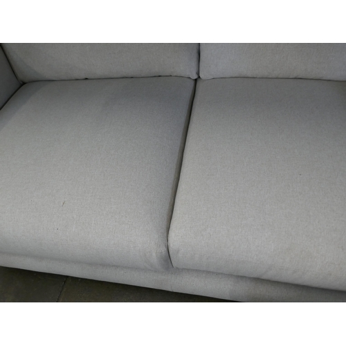 1458 - Oatmeal linen three seater sofa and footstool, brand new RRP £1099