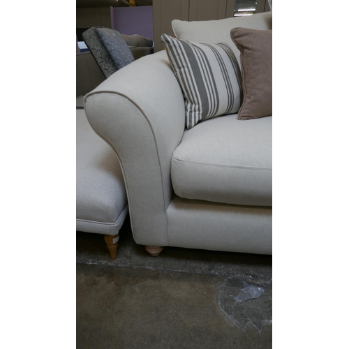 1463 - A calico three seater sofa with contrasting scatter cushions and a calico and olive three seater sof... 