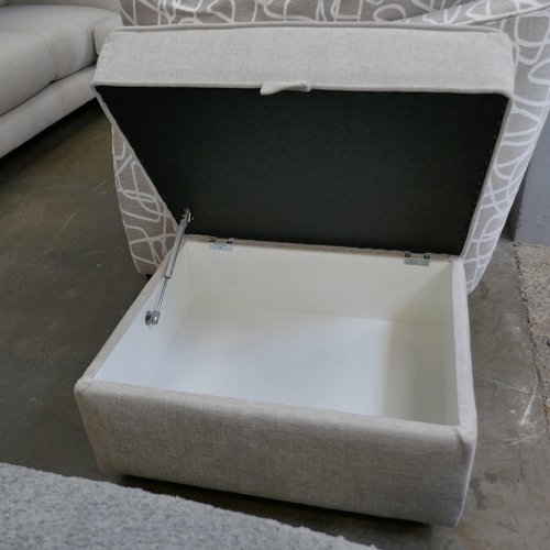 1466 - A light grey storage footstool, brand new