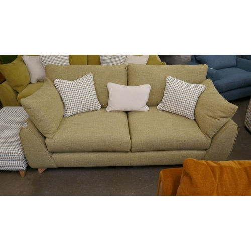 1468 - An apple green textured velvet four seater sofa, olive textured velvet three seater sofa and contras... 