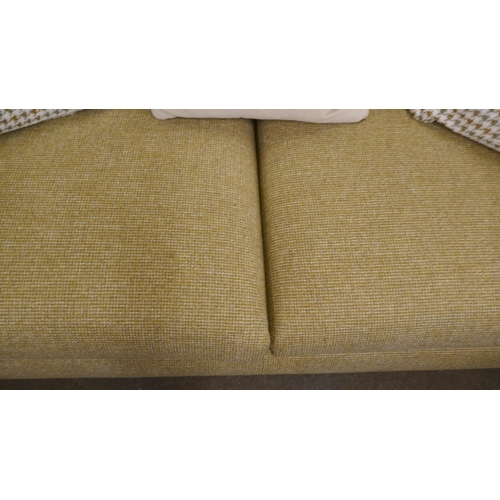 1468 - An apple green textured velvet four seater sofa, olive textured velvet three seater sofa and contras... 