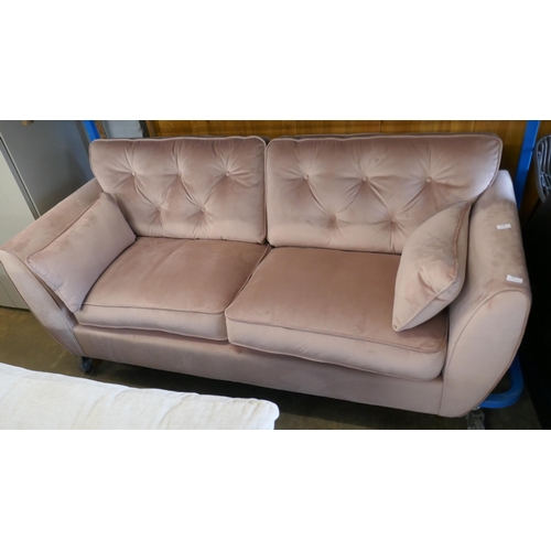 1484 - A pink velvet Hoxton three seater sofa, brand new RRP £799