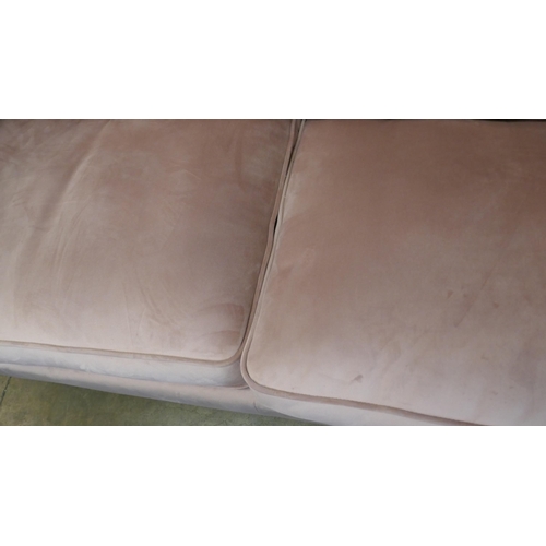 1484 - A pink velvet Hoxton three seater sofa, brand new RRP £799