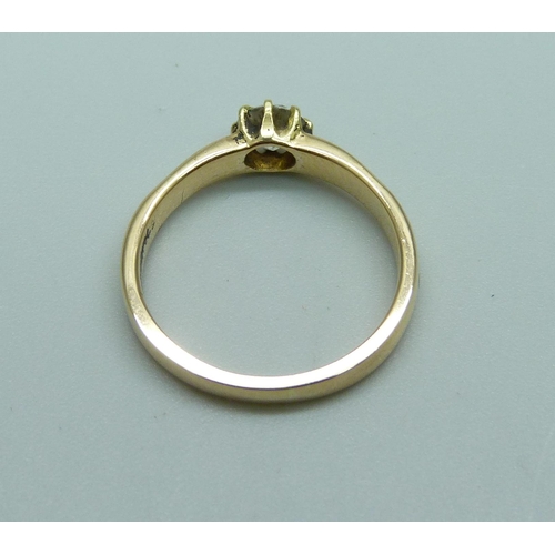 1034 - An 18ct gold diamond solitaire ring, approximately 0.30ct diamond weight, 3.4g, M