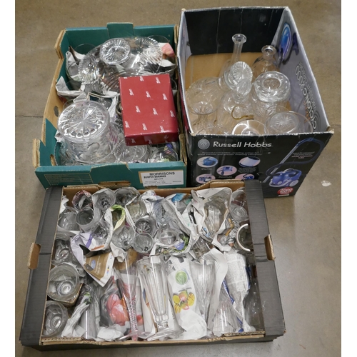 1092 - Three boxes of mixed glass, 19th Century glasses, decanters, vases, pitcher, etc. **PLEASE NOTE THIS... 