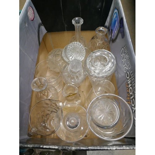 1092 - Three boxes of mixed glass, 19th Century glasses, decanters, vases, pitcher, etc. **PLEASE NOTE THIS... 