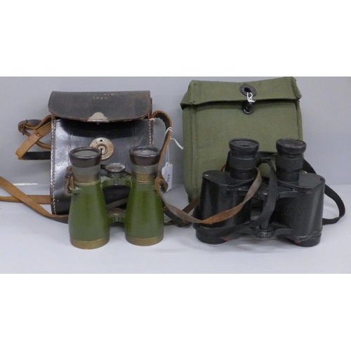 620 - A pair of CP Goerz Berlin binoculars, leather case marked Voigtlander Ian AC Haywood 1946 and a pair... 