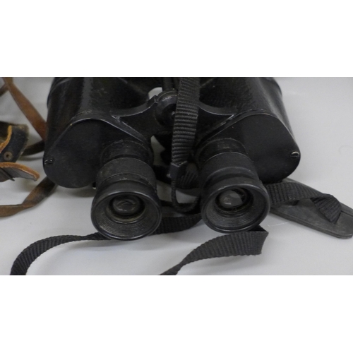 620 - A pair of CP Goerz Berlin binoculars, leather case marked Voigtlander Ian AC Haywood 1946 and a pair... 