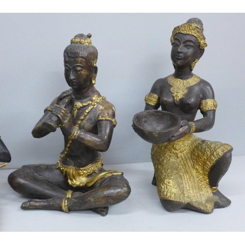 628 - Four bronze Thai deities figures