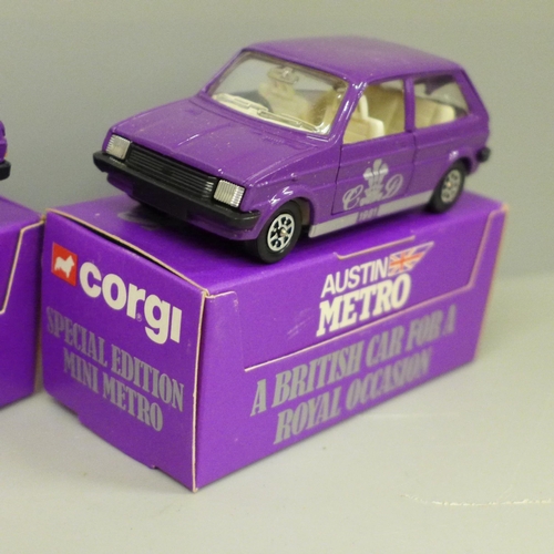 637 - Three Corgi Special Edition Mini Metro cars, boxed