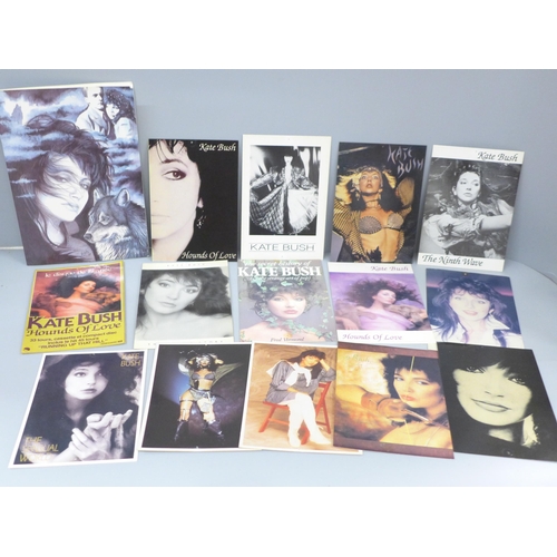 643 - Fourteen Kate Bush postcards, and a 'Z cards' ltd printed card