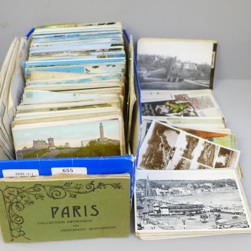 655 - A collection of postcards, early 20th century and later