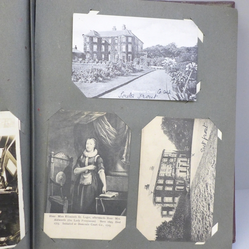 658 - An album of over 100 Edwardian and later postcards, several Sandringham House, portraits, topographi... 