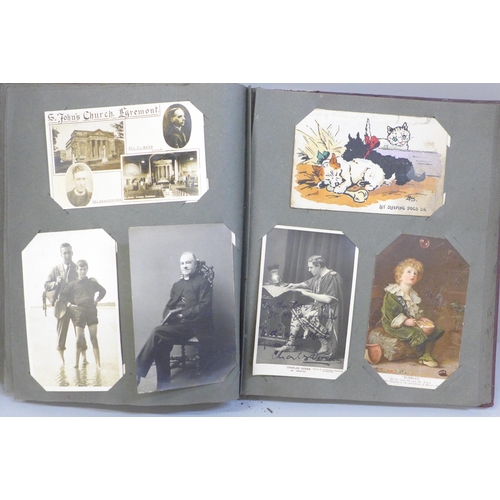 658 - An album of over 100 Edwardian and later postcards, several Sandringham House, portraits, topographi... 