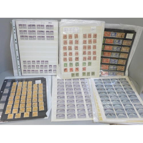 664 - Stamps - Duplicated stock of stamps on 19 sheets, with a catalogue value of over £5,000