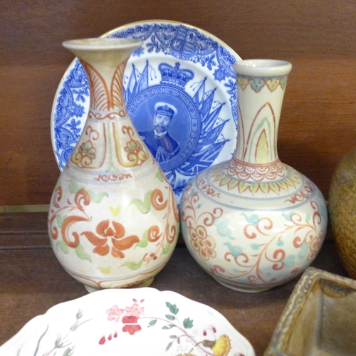 670 - Four studio pottery vases including one by Dave Williams 1967, Alf Eaton 1951, together with two Mor... 