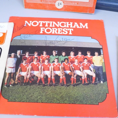 674 - Football programmes, two autographed, 1972 Sheffield Utd V Man City, 1976 Arsenal V Liverpool, other... 