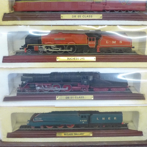 681 - Nine model locomotives for display purposes, boxed